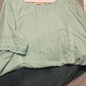 Tiffany Blue Embroidered Blouse